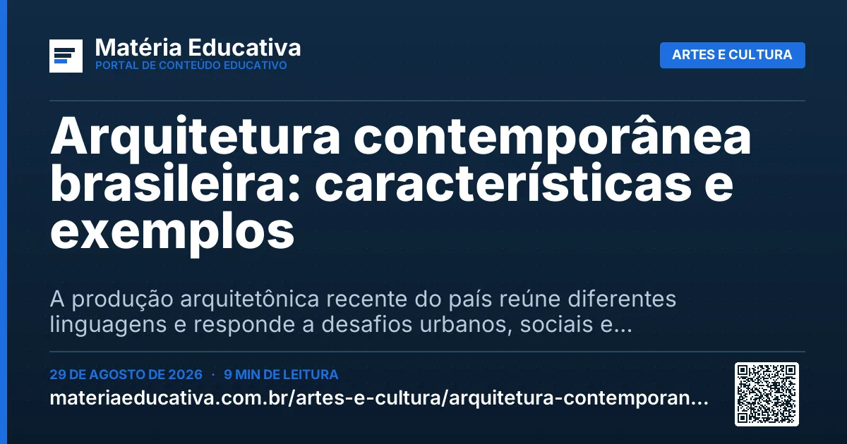 Resumo visual: Arquitetura contemporânea brasileira: características e exemplos