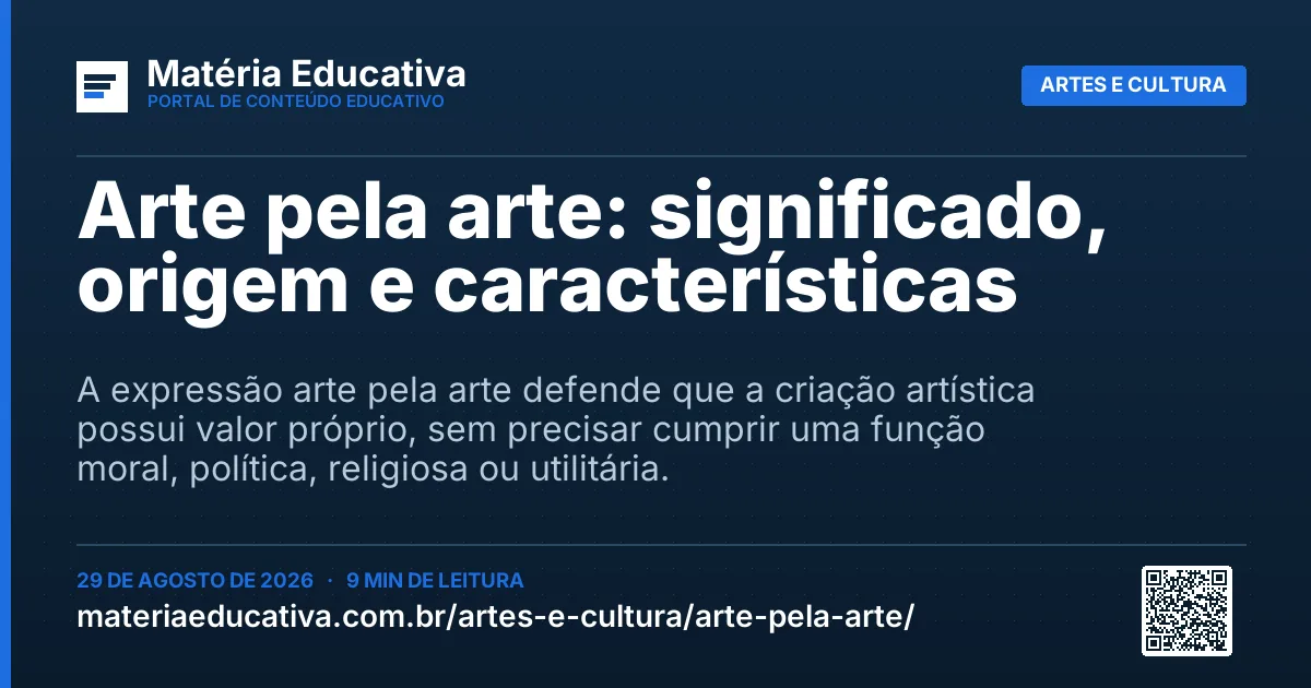 Resumo visual: Arte pela arte: significado, origem e características