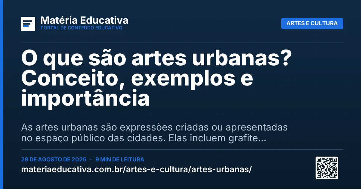 Resumo visual: O que são artes urbanas? Conceito, exemplos e importância