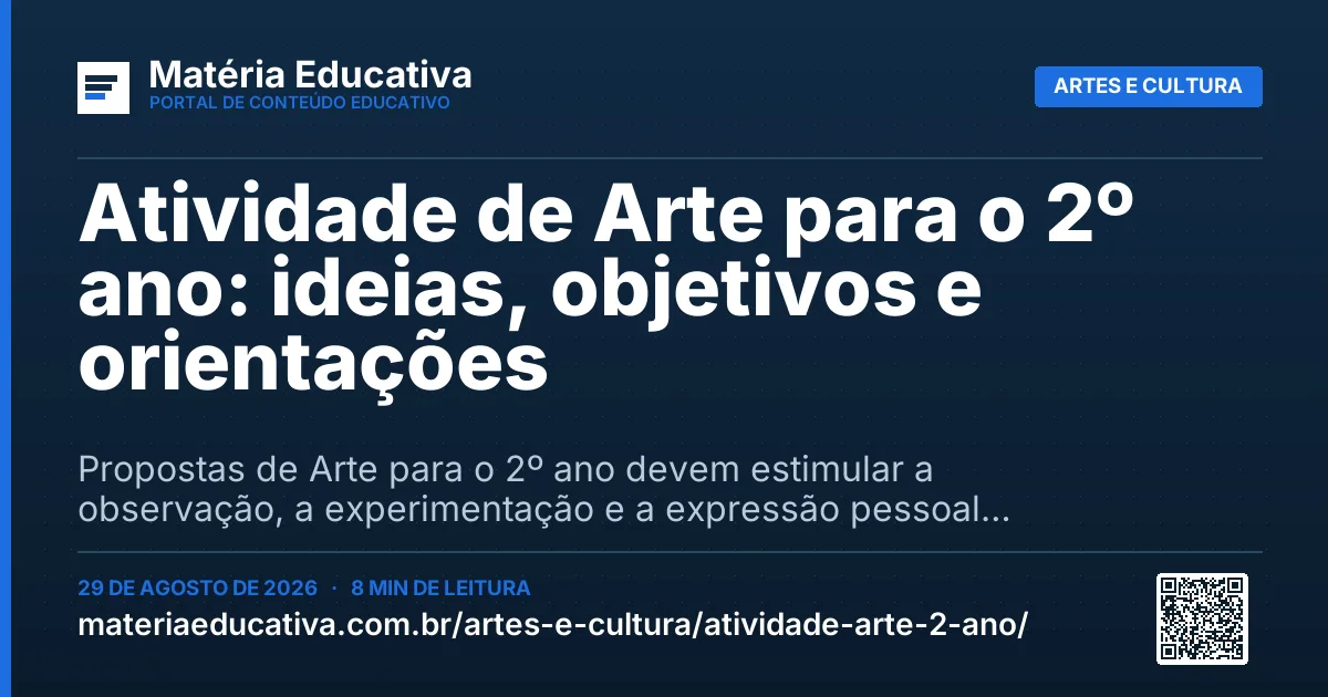 Resumo visual: Atividade de Arte para o 2º ano: ideias, objetivos e orientações