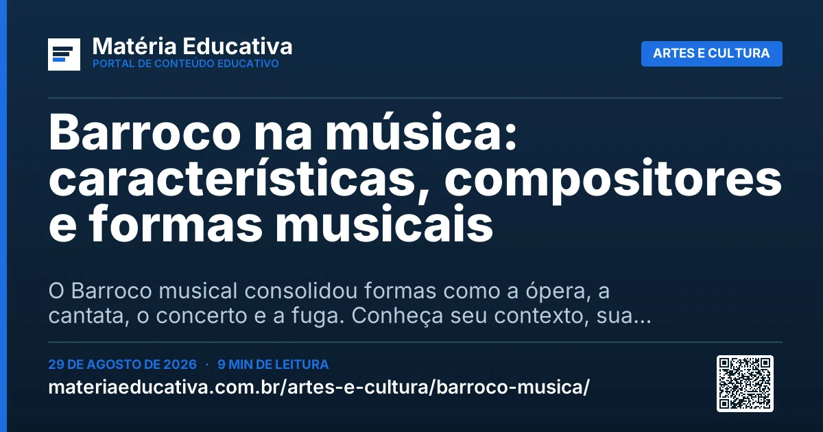 Resumo visual: Barroco na música: características, compositores e formas musicais