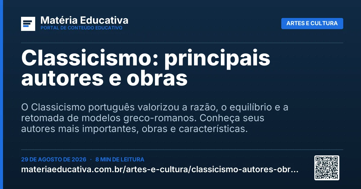 Resumo visual: Classicismo: principais autores e obras