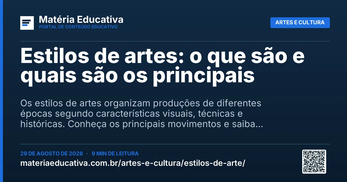 Resumo visual: Estilos de artes: o que são e quais são os principais