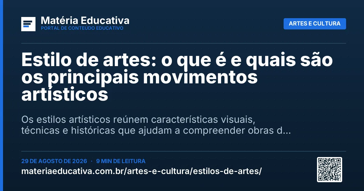 Resumo visual: Estilo de artes: o que é e quais são os principais movimentos artísticos