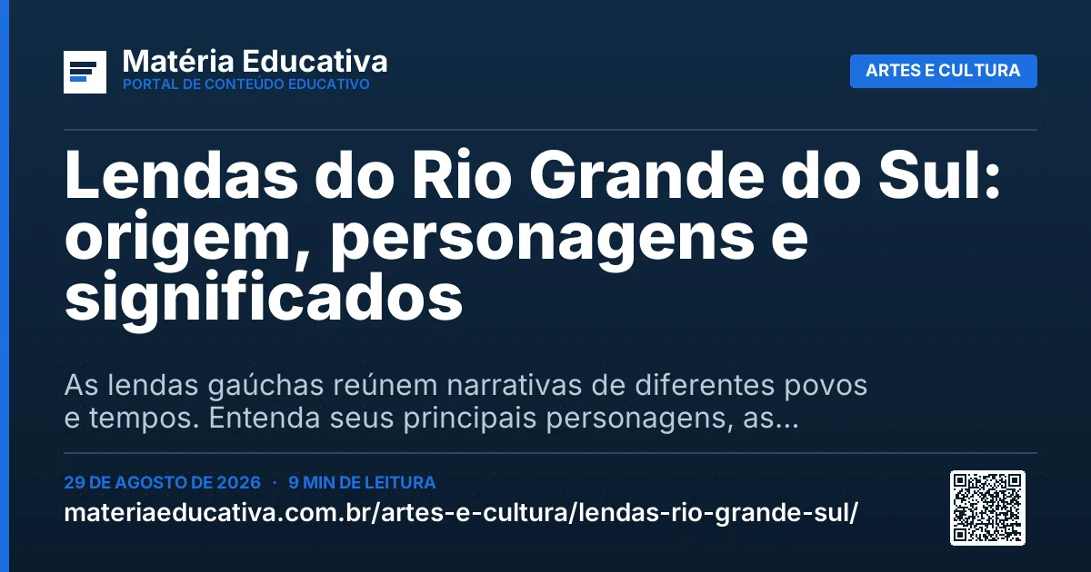 Resumo visual: Lendas do Rio Grande do Sul: origem, personagens e significados