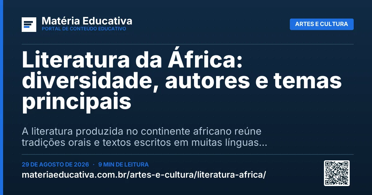 Resumo visual: Literatura da África: diversidade, autores e temas principais