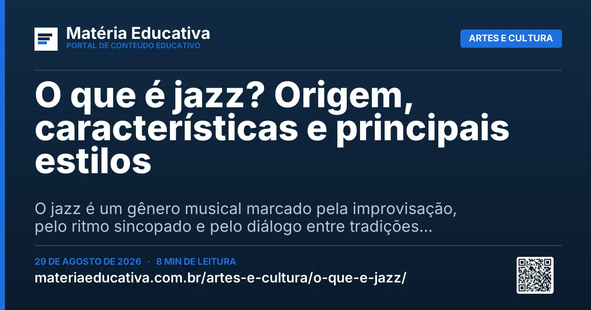 Resumo visual: O que é jazz? Origem, características e principais estilos