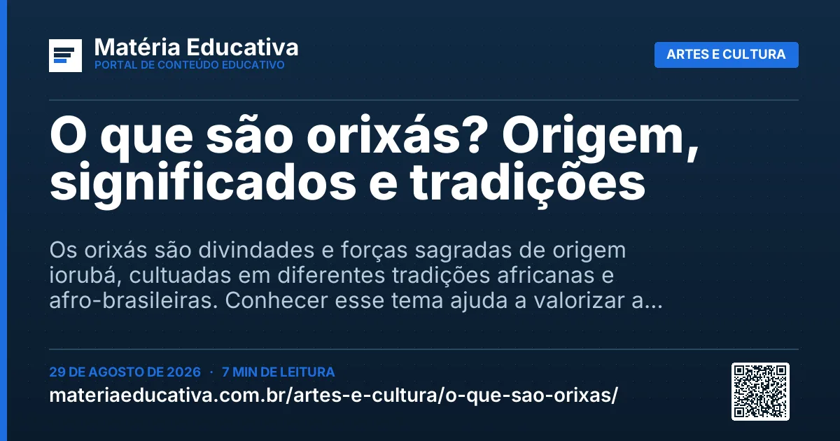 Resumo visual: O que são orixás? Origem, significados e tradições