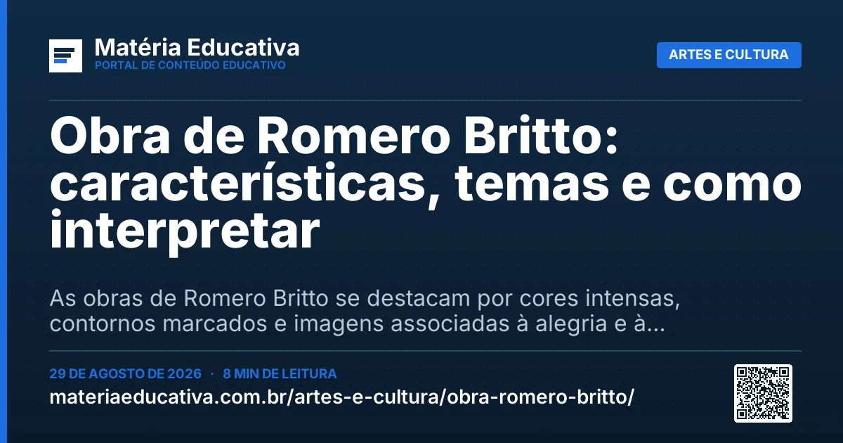 Resumo visual: Obra de Romero Britto: características, temas e como interpretar