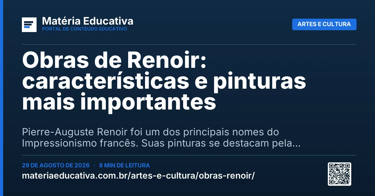 Resumo visual: Obras de Renoir: características e pinturas mais importantes