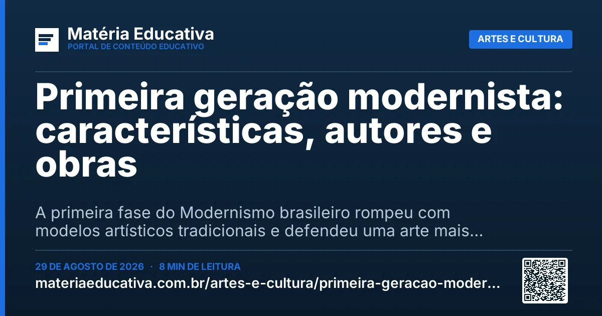 Resumo visual: Primeira geração modernista: características, autores e obras