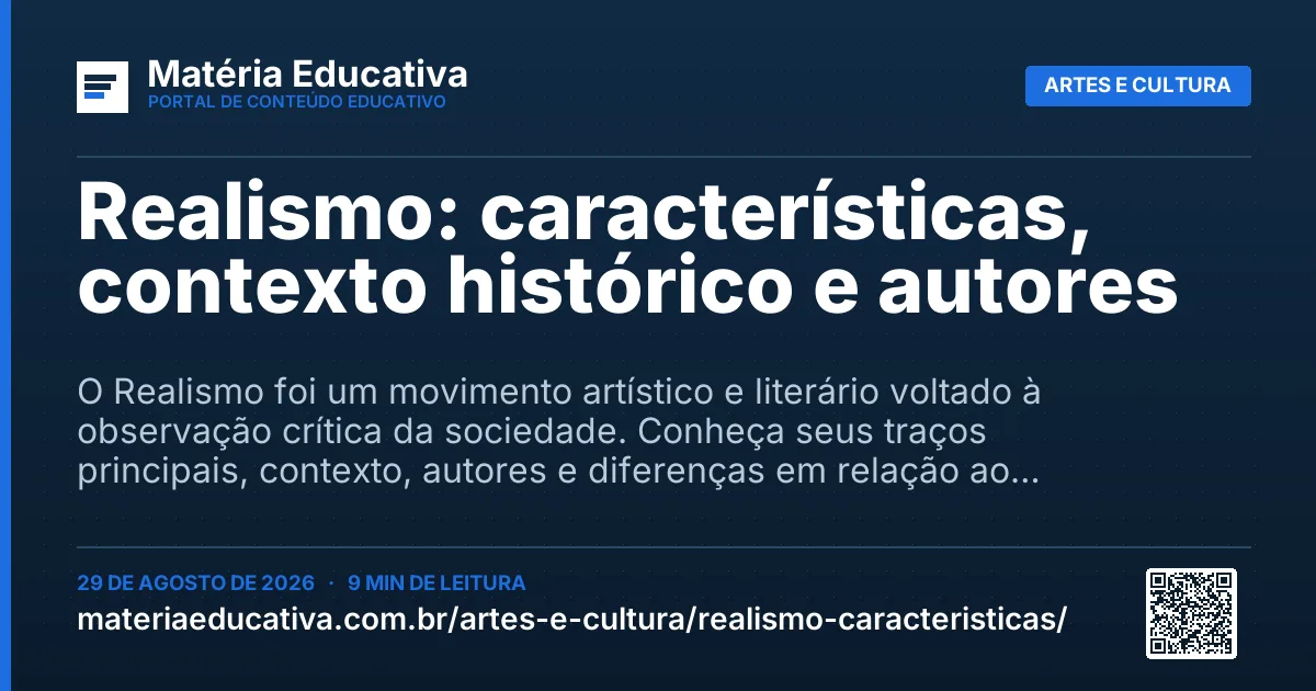 Resumo visual: Realismo: características, contexto histórico e autores