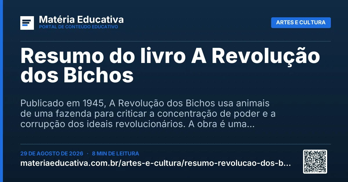 Resumo visual: Resumo do livro A Revolução dos Bichos