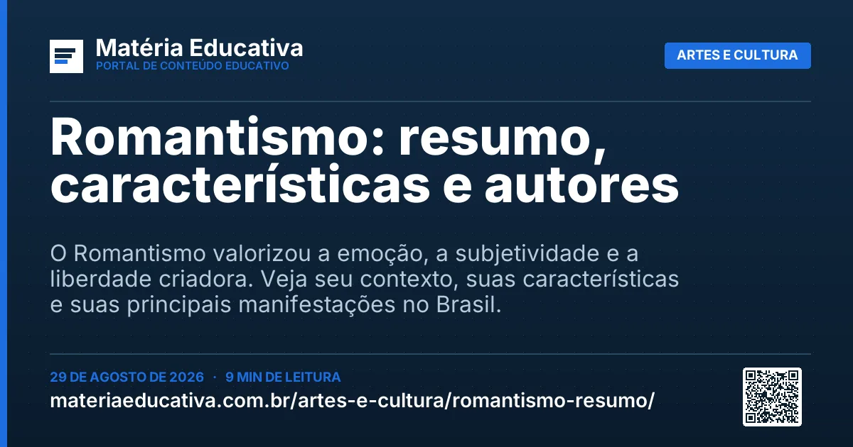 Resumo visual: Romantismo: resumo, características e autores