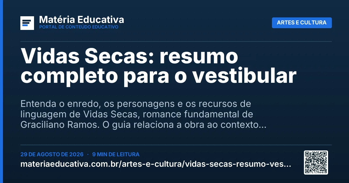 Resumo visual: Vidas Secas: resumo completo para o vestibular