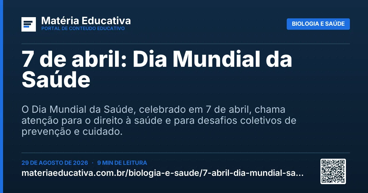 Resumo visual: 7 de abril: Dia Mundial da Saúde