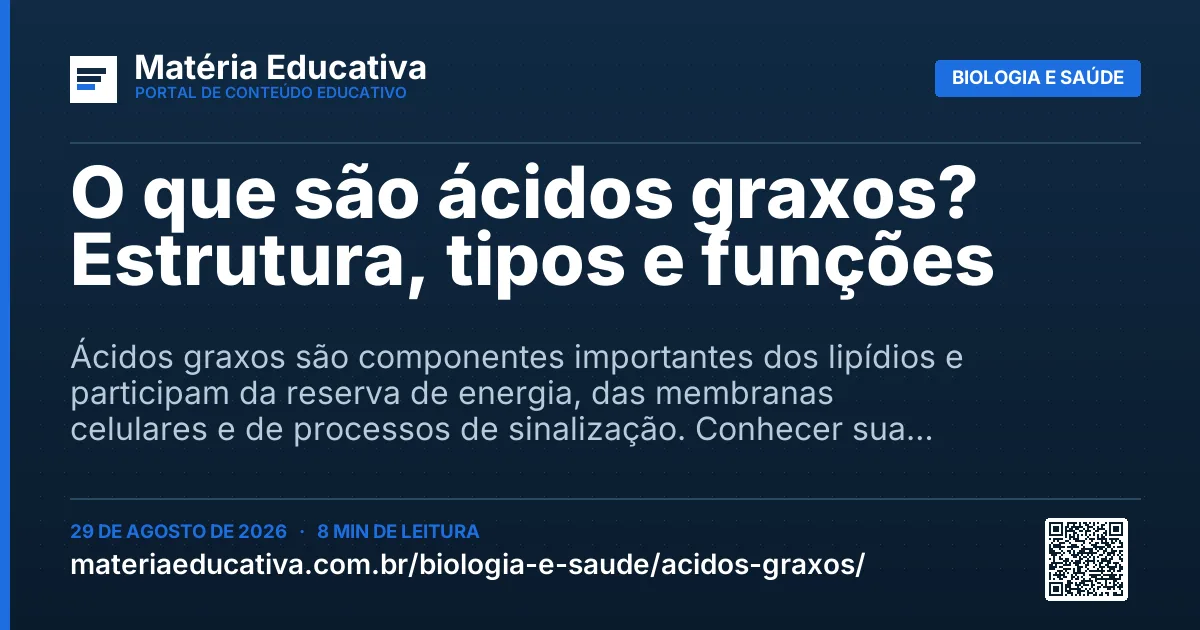 Resumo visual: O que são ácidos graxos? Estrutura, tipos e funções