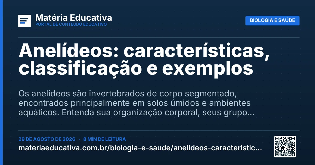 Resumo visual: Anelídeos: características, classificação e exemplos