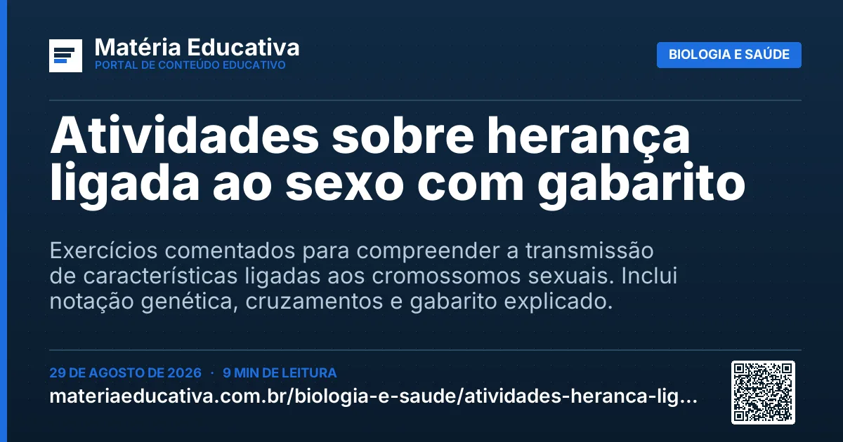 Resumo visual: Atividades sobre herança ligada ao sexo com gabarito