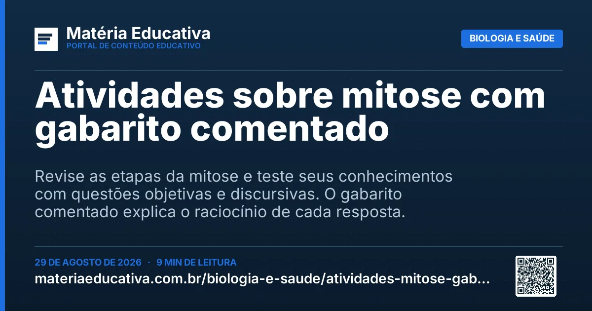 Resumo visual: Atividades sobre mitose com gabarito comentado
