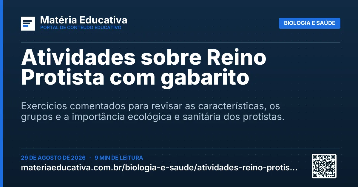 Resumo visual: Atividades sobre Reino Protista com gabarito