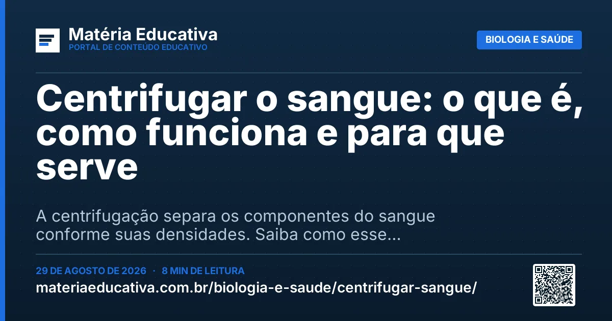 Resumo visual: Centrifugar o sangue: o que é, como funciona e para que serve