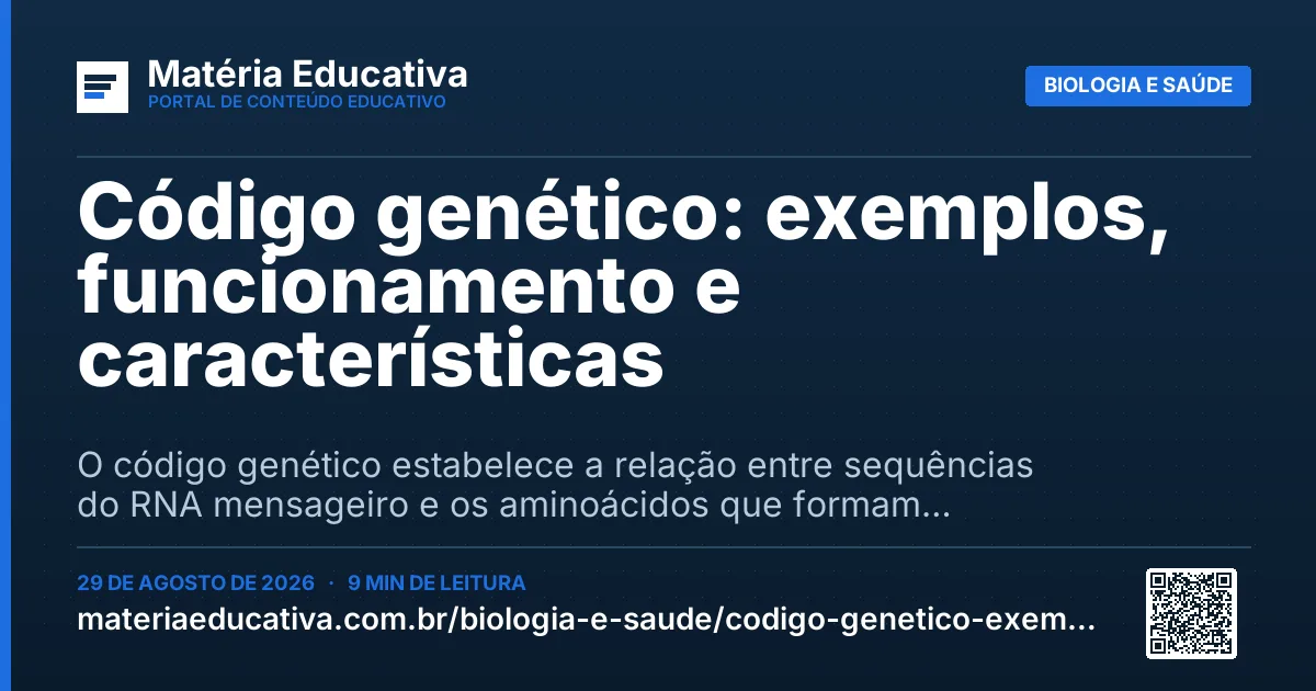 Resumo visual: Código genético: exemplos, funcionamento e características