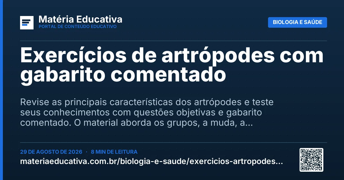 Resumo visual: Exercícios de artrópodes com gabarito comentado