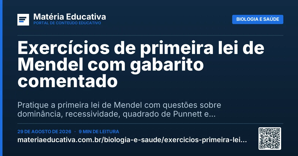 Resumo visual: Exercícios de primeira lei de Mendel com gabarito comentado