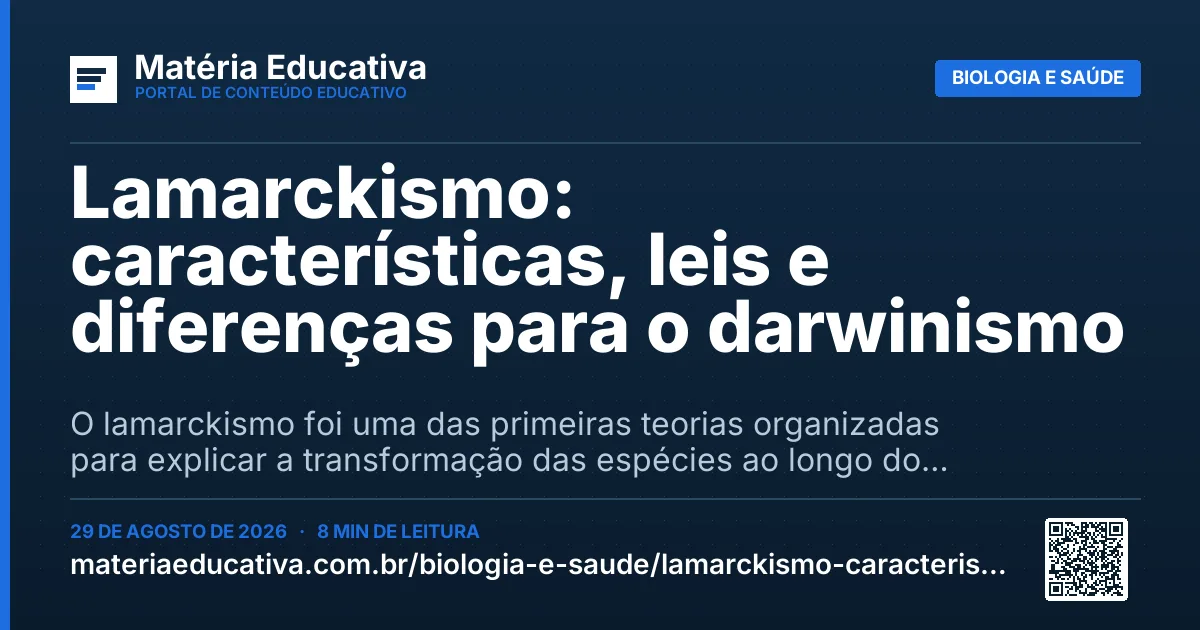 Resumo visual: Lamarckismo: características, leis e diferenças para o darwinismo