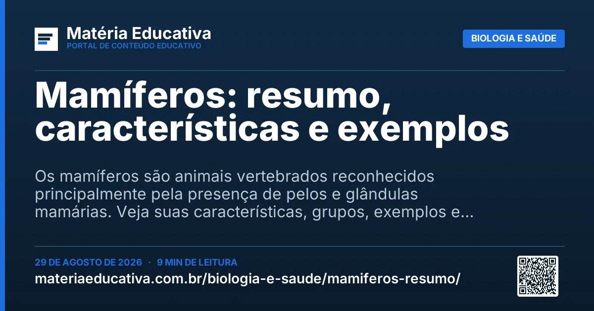 Resumo visual: Mamíferos: resumo, características e exemplos
