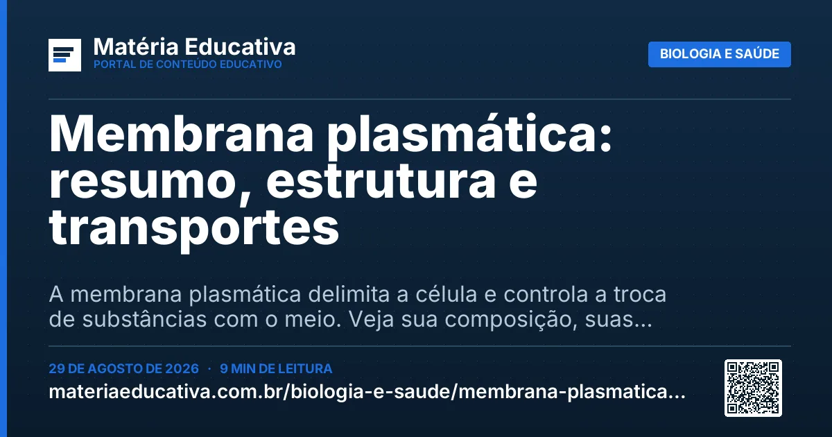 Resumo visual: Membrana plasmática: resumo, estrutura e transportes