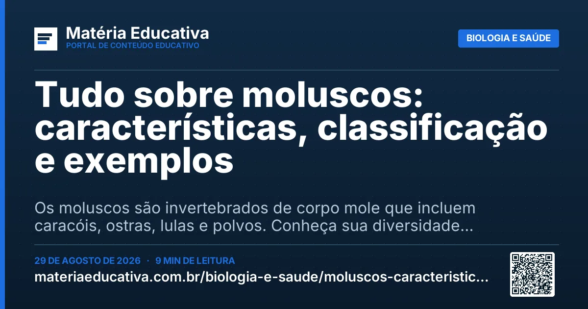 Resumo visual: Tudo sobre moluscos: características, classificação e exemplos
