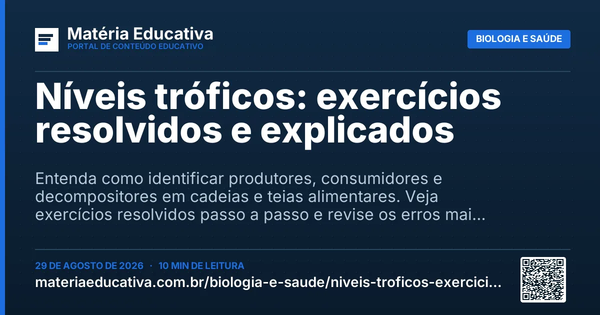 Resumo visual: Níveis tróficos: exercícios resolvidos e explicados