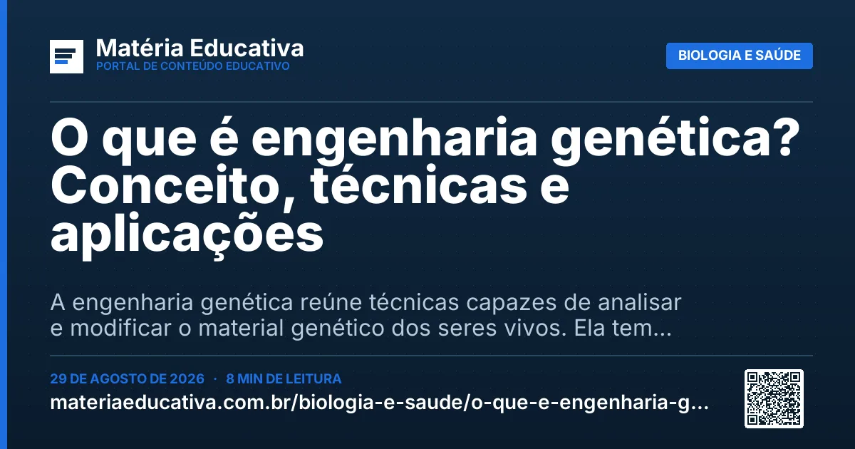 Resumo visual: O que é engenharia genética? Conceito, técnicas e aplicações