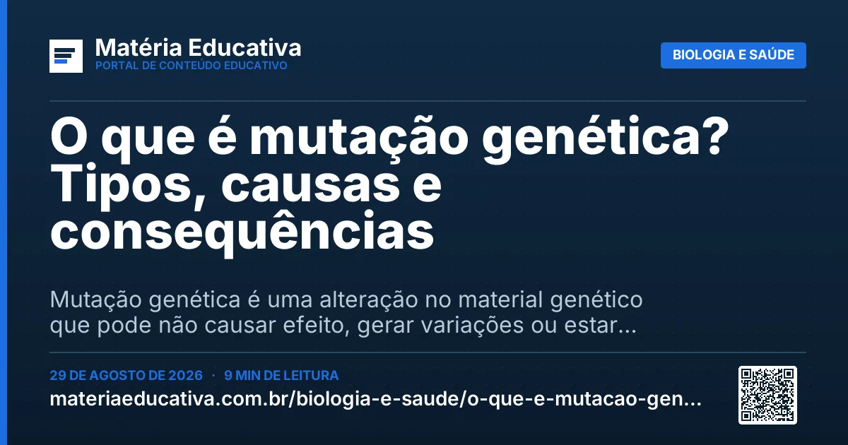 Resumo visual: O que é mutação genética? Tipos, causas e consequências