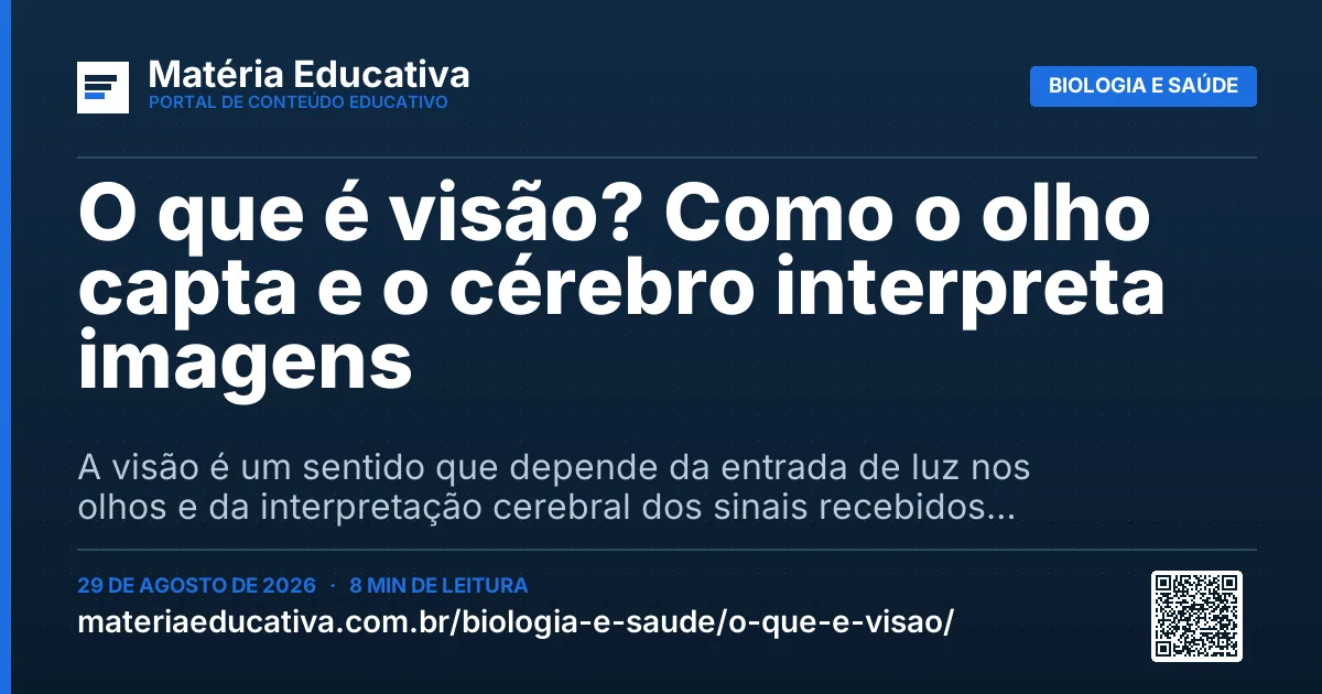 Resumo visual: O que é visão? Como o olho capta e o cérebro interpreta imagens