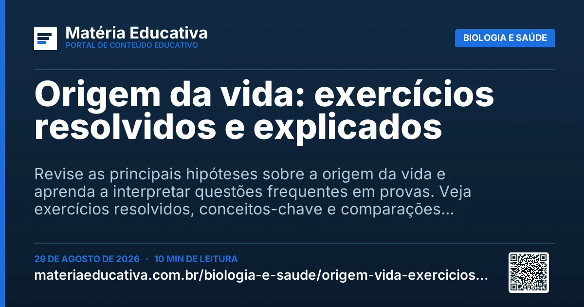 Resumo visual: Origem da vida: exercícios resolvidos e explicados