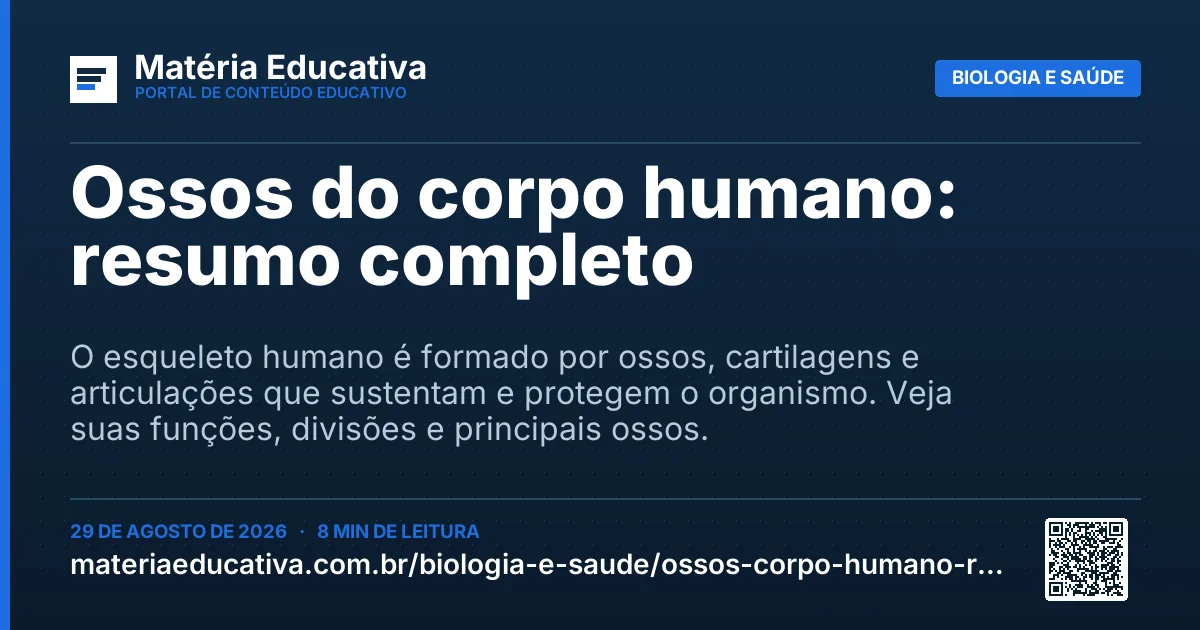 Resumo visual: Ossos do corpo humano: resumo completo