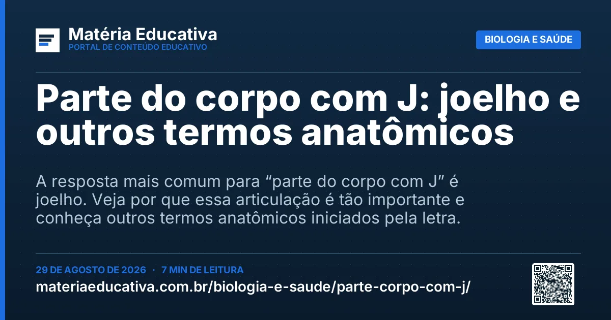 Resumo visual: Parte do corpo com J: joelho e outros termos anatômicos