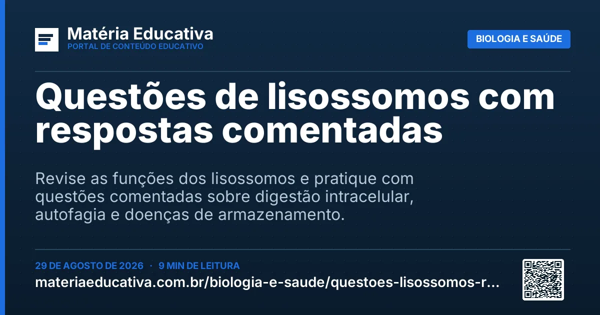 Resumo visual: Questões de lisossomos com respostas comentadas