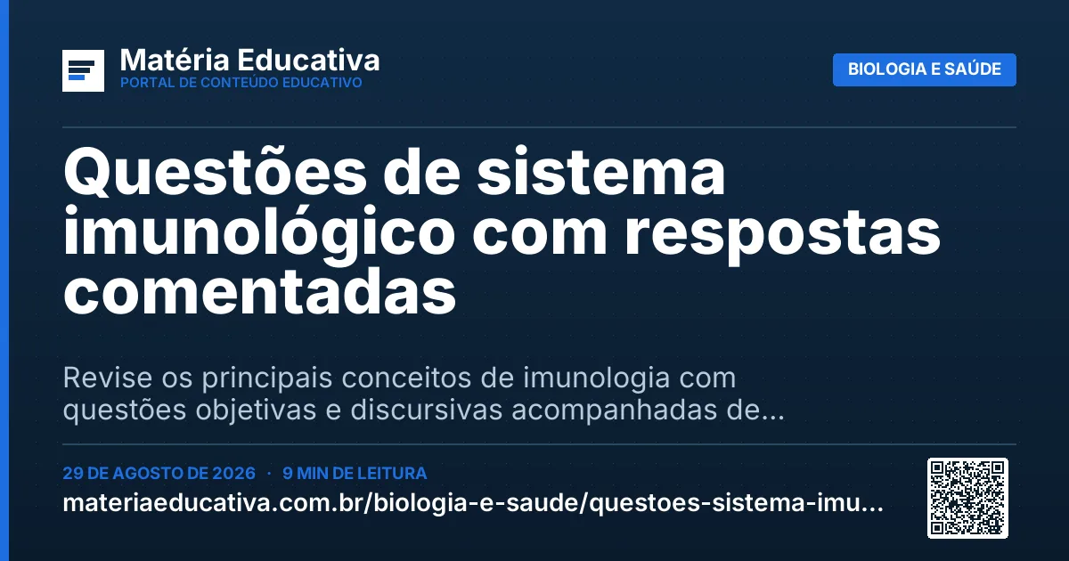 Resumo visual: Questões de sistema imunológico com respostas comentadas