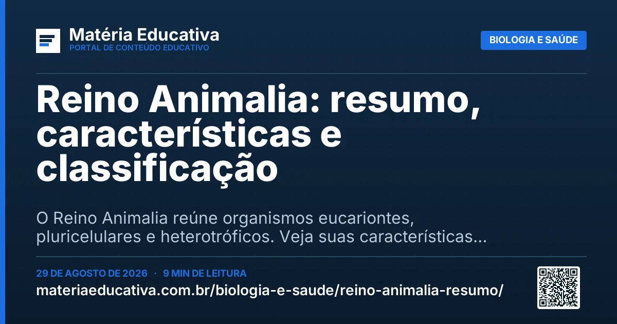 Resumo visual: Reino Animalia: resumo, características e classificação