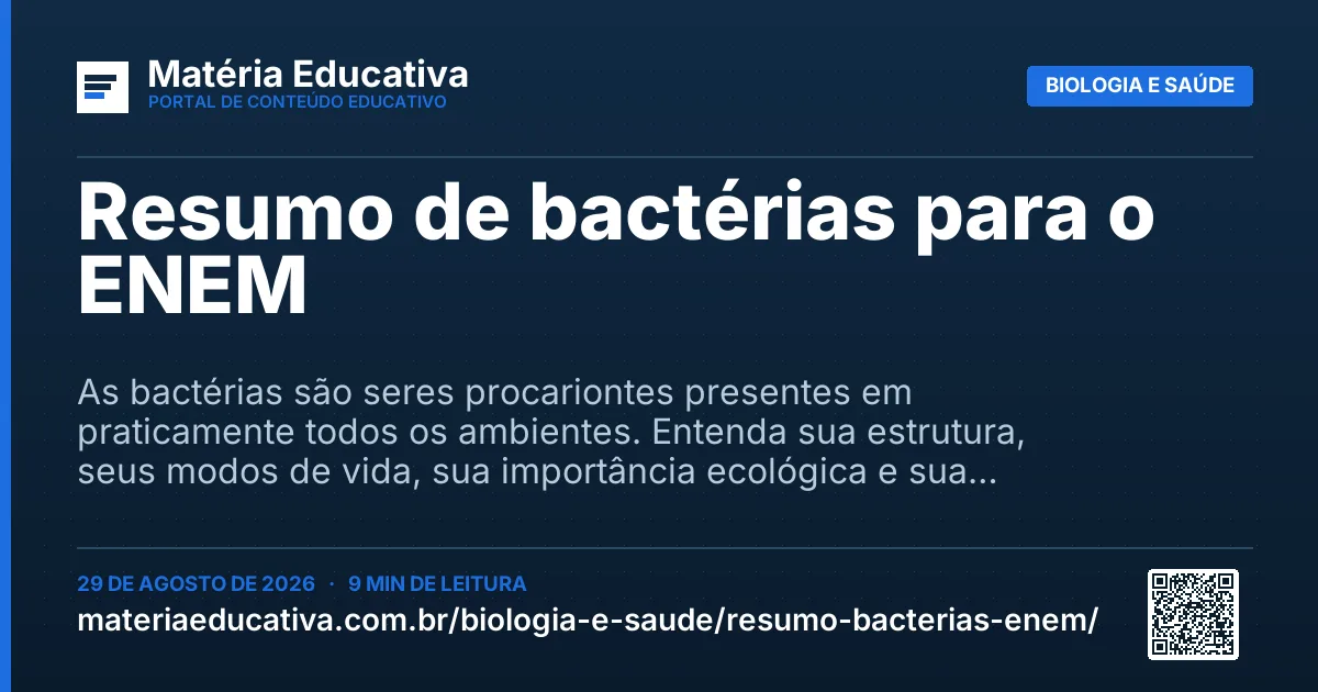 Resumo visual: Resumo de bactérias para o ENEM