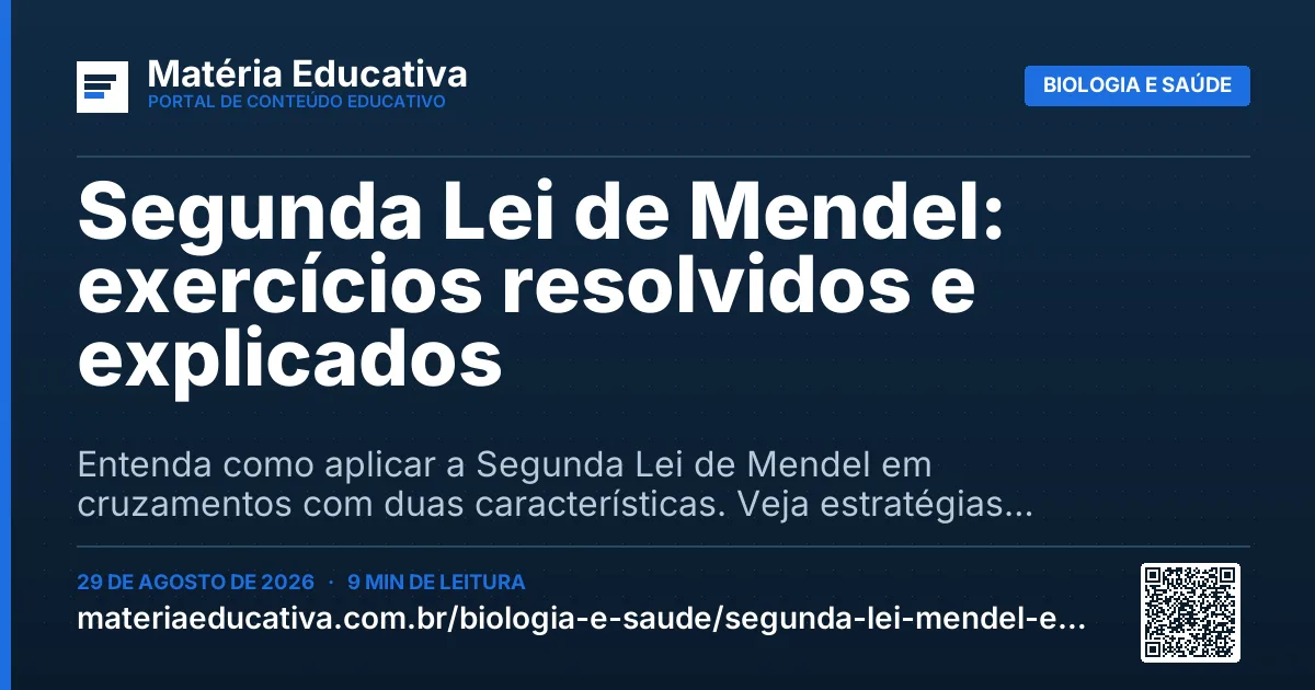 Resumo visual: Segunda Lei de Mendel: exercícios resolvidos e explicados
