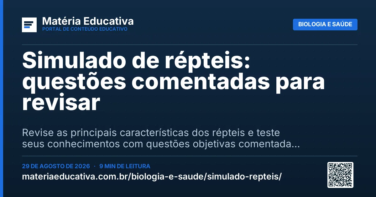 Resumo visual: Simulado de répteis: questões comentadas para revisar
