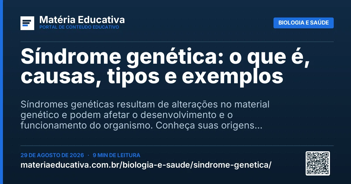 Resumo visual: Síndrome genética: o que é, causas, tipos e exemplos