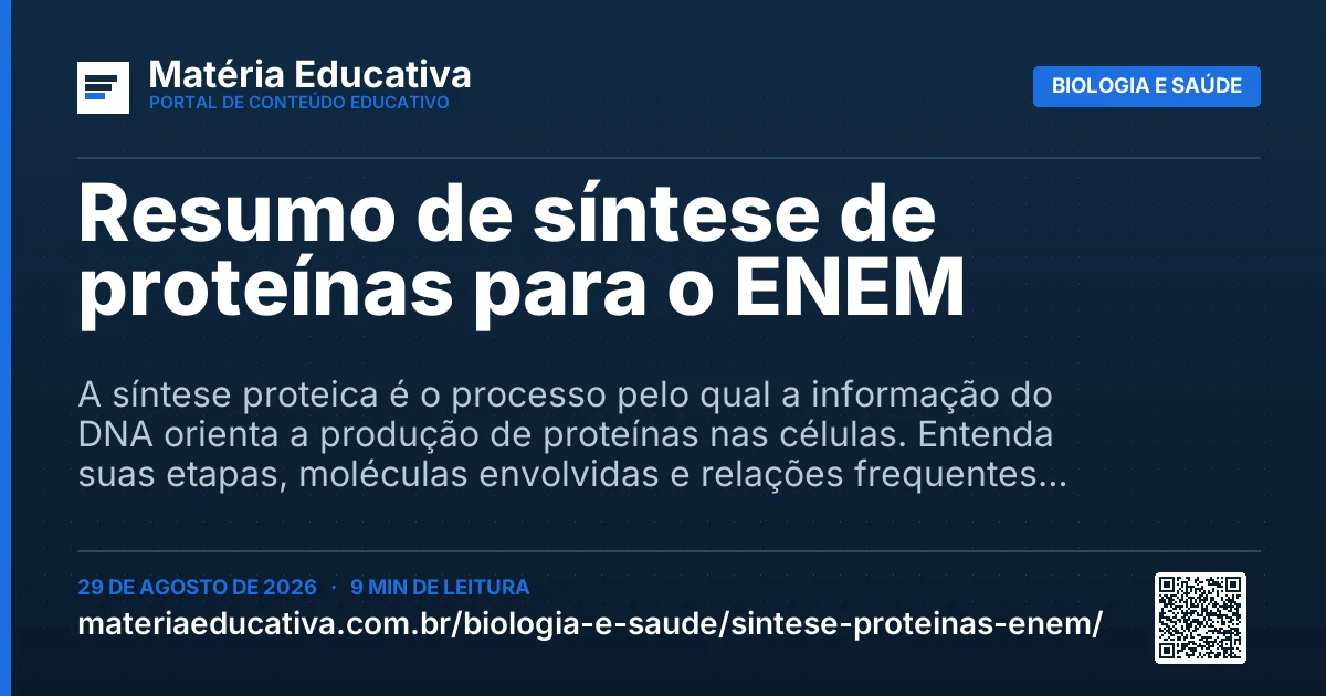 Resumo visual: Resumo de síntese de proteínas para o ENEM