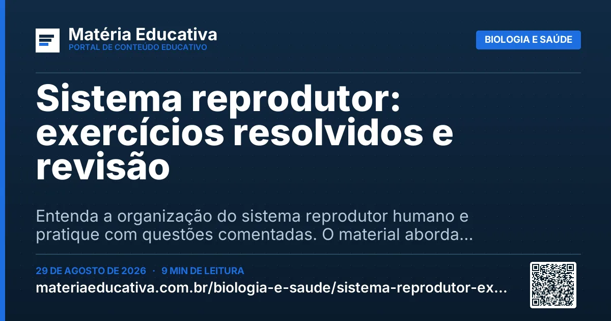 Resumo visual: Sistema reprodutor: exercícios resolvidos e revisão
