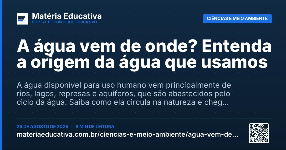 Resumo visual: A água vem de onde? Entenda a origem da água que usamos